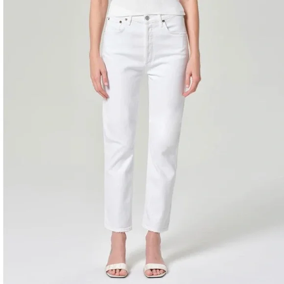 Agolde Riley High Rise Straight Crop Jeans (Stretch) - Picture 1 of 12